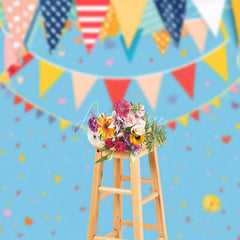 Aperturee - Aperturee Usa Flag Colorful Ribbons Blue Cake Smash Backdrop
