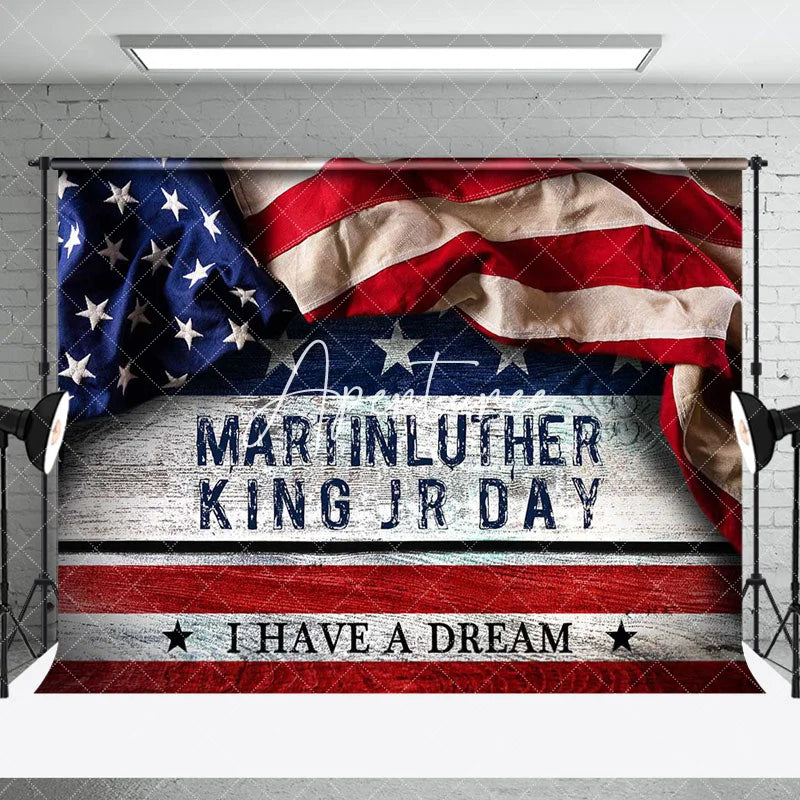 Aperturee - Aperturee Usa Flag Retro Wood I Have A Dream Mlk Day Backdrop