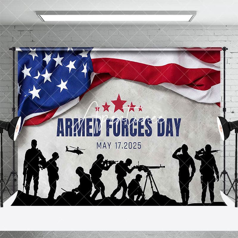 Aperturee - Aperturee Usa Flag Soldier National Armed Forces Day Backdrop