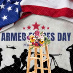 Aperturee - Aperturee Usa Flag Soldier National Armed Forces Day Backdrop