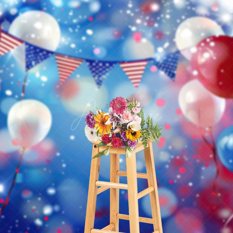Aperturee - Aperturee USA Flags Balloon Bokeh Vibe Photography Backdrop
