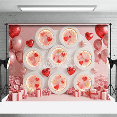 Aperturee - Aperturee Valentine Combo Set Backdrop Pink Heart Niche Wall Photography Prop Romantic Balloon Floral Photo Background