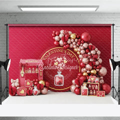 Aperturee - Aperturee Valentine Day Love Potion Backdrop Red Balloon Garland Magic Bottle Background Romantic Party Photography Decor