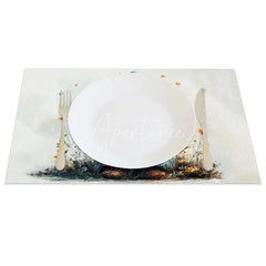 Aperturee - Aperturee Valentine Set of 4 Placemats Cute Gnome Holding Heart Blue Flower Hat Rustic Farmhouse Table Mats