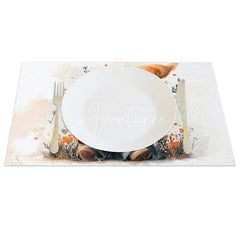 Aperturee - Aperturee Valentine Set of 4 Placemats Gnome Orange Floral Hat Holding Red Heart Sweet Love Dining Table Mats