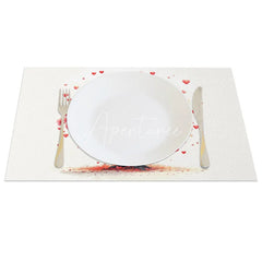 Aperturee - Aperturee Valentine Set of 4 Placemats Pink Floral Heart Tree Spring Love Blossom Dining Table Mats
