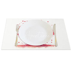 Aperturee - Aperturee Valentine Set of 4 Placemats Red Heart Leaves Tree Romantic Love Nature Theme Table Mats