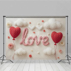 Aperturee - Aperturee Valentines Day LOVE and Red Heart Balloons Backdrop Romantic White Clouds and Flowers for Couples