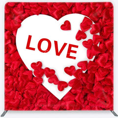 Aperturee - Aperturee Valentines Day LOVE Heart Tension Fabric Backdrop Red Satin Hearts Romance Party Decoration