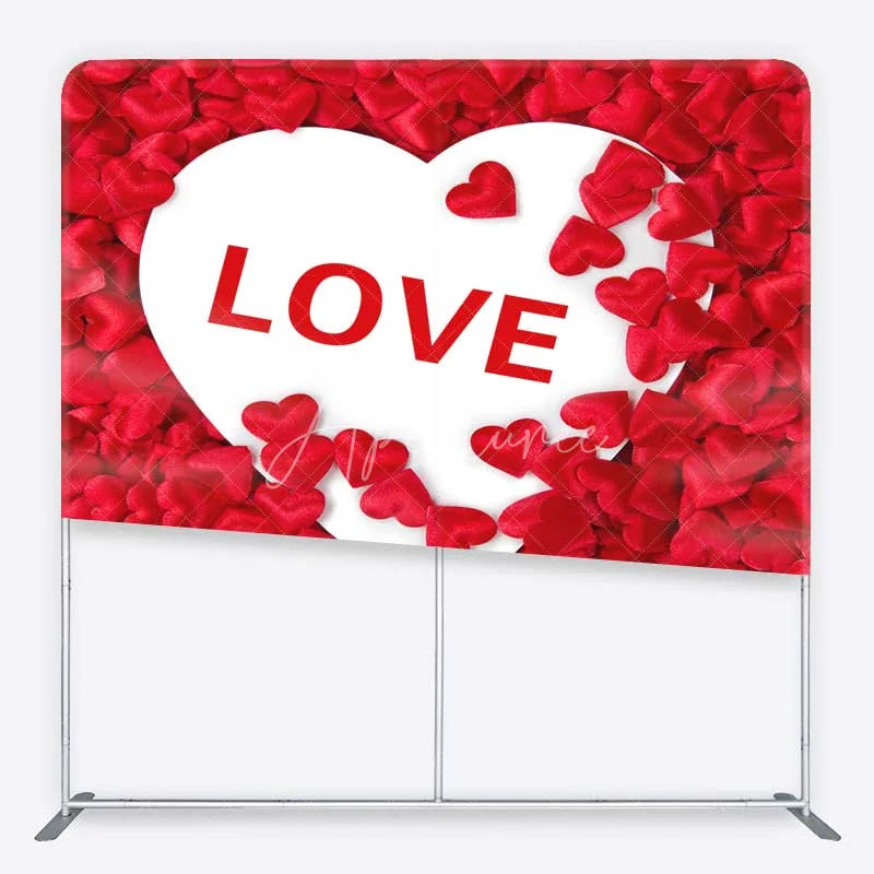Aperturee - Aperturee Valentines Day LOVE Heart Tension Fabric Backdrop Red Satin Hearts Romance Party Decoration