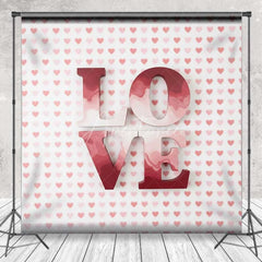 Aperturee - Aperturee Valentine’s Day Love Word Backdrop Red Pink Heart Pattern Photography Background Romantic Sweet Photo Prop