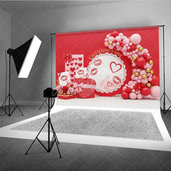 Aperturee - Aperturee Valentine’s Day Photography Backdrop Red Rose Kiss Mark Background Romantic Heart Box Photo Prop