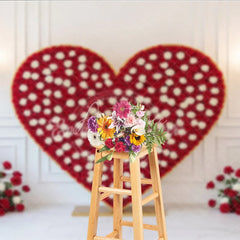 Aperturee - Aperturee Valentine’s Day Photography Backdrop Red White Rose Heart Background Luxury Chandelier Photo Prop