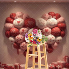 Aperturee - Aperturee Valentine’s Day Pillow Heart Photography Backdrop Red Pink Cushions Gift Boxes Photo Background Cozy Love Room Prop