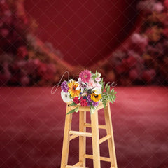 Aperturee - Aperturee Valentines Day Red Heart Flower Wall Backdrop Romantic Rose Photography Background