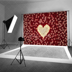 Aperturee - Aperturee Valentine’s Day Red Rose Wall Photography Backdrop White Flower Heart Shape Photo Background Floral Love Decor Prop