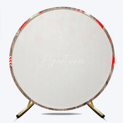 Aperturee - Aperturee Valentines Day Wood Heart Round Backdrop Rustic Wooden Plank with Heart Lights Photography Background