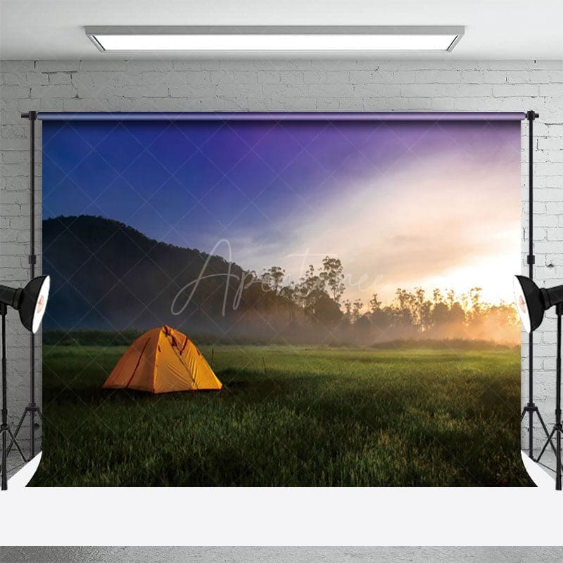 Aperturee - Aperturee Valley Camping Sunrise Scenery Photography Backdrop