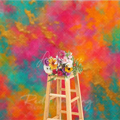 Aperturee - Aperturee Vibrant Abstract Textured Photography Backdrop Colorful Painterly Art Design Accents for Creative Studio Shoots