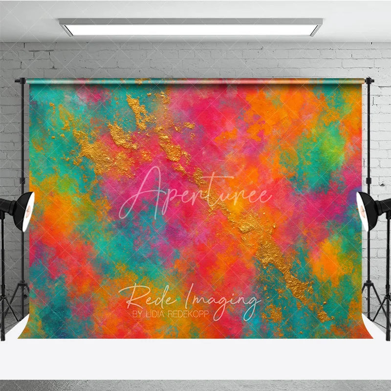 Aperturee - Aperturee Vibrant Abstract Textured Photography Backdrop Colorful Painterly Art Design Accents for Creative Studio Shoots