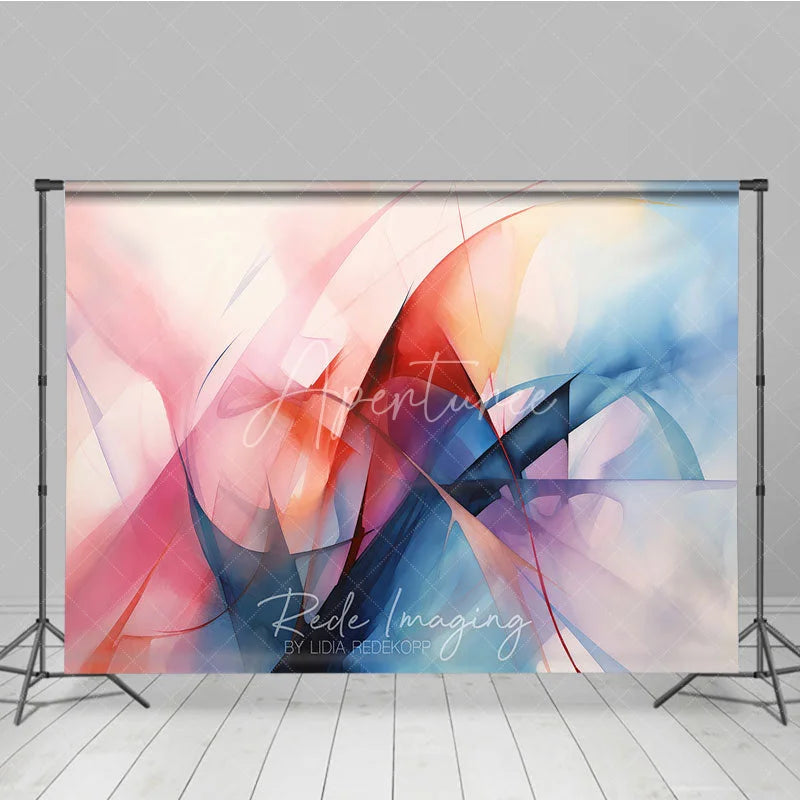 Aperturee - Aperturee Vibrant Abstract Watercolor Flowing Lines Photography Backdrop Artistic Pink Blue Red Purple Studio Prop