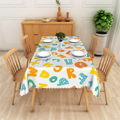 Aperturee - Aperturee Vibrant Alphabet Letters Rectangle Tablecloth Playful Educational Design for Kids Birthday Party