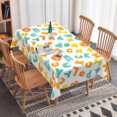 Aperturee - Aperturee Vibrant Alphabet Letters Rectangle Tablecloth Playful Educational Design for Kids Birthday Party