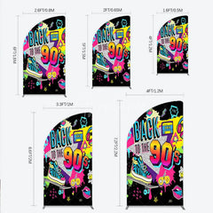 Aperturee - Aperturee Vibrant Back to the 90s Half Moon Arch Backdrop Retro Skateboard and Cassette Tape Party Decor
