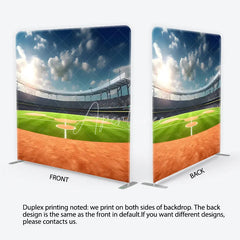 Aperturee - Aperturee Vibrant Baseball Stadium Green Field Square Double-Sided Backdrop Sunny Sports Event Photography Prop