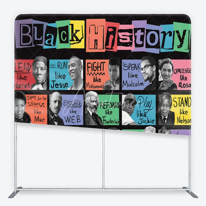 Aperturee - Aperturee Vibrant Black History Square Double-Sided Backdrop featuring iconic figures and inspirational phrases for educational