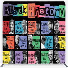 Aperturee - Aperturee Vibrant Black History Square Double-Sided Backdrop featuring iconic figures and inspirational phrases for educational