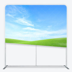 Aperturee - Aperturee Vibrant Blue Sky and Green Rolling Hills Square Double-Sided Backdrop Natural Scenic Photography