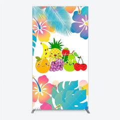 Aperturee - Aperturee Vibrant Cartoon Fruit and Tropical Flower Rectangle Arch Backdrop Summer Party and Kids Birthday Decor.
