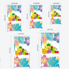 Aperturee - Aperturee Vibrant Cartoon Fruit and Tropical Flower Rectangle Arch Backdrop Summer Party and Kids Birthday Decor.