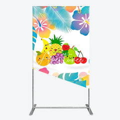 Aperturee - Aperturee Vibrant Cartoon Fruit and Tropical Flower Rectangle Arch Backdrop Summer Party and Kids Birthday Decor.