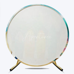 Aperturee - Aperturee Vibrant Colorful Surfboards on Sandy Beach with Crashing Ocean Wave Summer Tropical Party Round Backdrop