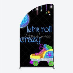 Aperturee - Aperturee Vibrant Disco Ball and Glitter Roller Skate Half Moon Arch Backdrop Let’s Roll Crazy Party Celebration Decor