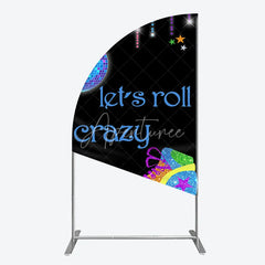 Aperturee - Aperturee Vibrant Disco Ball and Glitter Roller Skate Half Moon Arch Backdrop Let’s Roll Crazy Party Celebration Decor