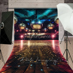 Aperturee - Aperturee Vibrant Disco Ball Stage Sweep Backdrop Sparkling Dance Floor Photography Background for Retro Parties Club Nights