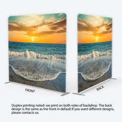 Aperturee - Aperturee Vibrant Golden Sunset Ocean Waves Beach square double-sided backdrop Serene Summer Photography Background Decor
