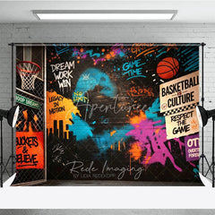 Aperturee - Aperturee Vibrant Graffiti Basketball Photography Backdrop Urban Street Art with Motivational Quotes Sports Theme Party