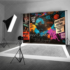 Aperturee - Aperturee Vibrant Graffiti Basketball Photography Backdrop Urban Street Art with Motivational Quotes Sports Theme Party