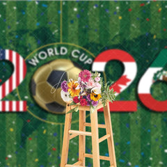 Aperturee - Aperturee Vibrant International Soccer Tournament 2026 Holiday Backdrop USA Canada Mexico Flags on Green Field