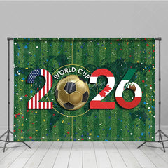 Aperturee - Aperturee Vibrant International Soccer Tournament 2026 Holiday Backdrop USA Canada Mexico Flags on Green Field