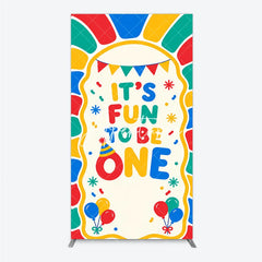 Aperturee - Aperturee Vibrant It’s Fun to Be One First Birthday Rectangle Arch Backdrop with Balloons and Confetti Cheerful Party Decor