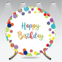 Aperturee - Aperturee Vibrant Multi-color Glitter Confetti Happy Birthday Round Backdrop Festive Celebration Party Decoration