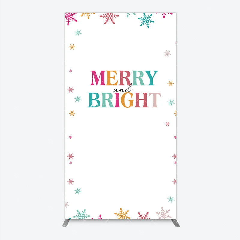 Aperturee - Aperturee Vibrant Multi-color Snowflake Merry and Bright Rectangle Arch Backdrop Festive Winter Holiday Party Decor