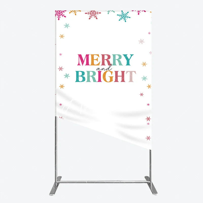 Aperturee - Aperturee Vibrant Multi-color Snowflake Merry and Bright Rectangle Arch Backdrop Festive Winter Holiday Party Decor