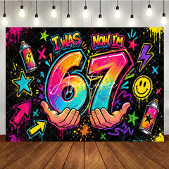 Aperturee - Aperturee Vibrant Neon Graffiti Art 7th Birthday Backdrop Spray Paint Street Style Party Decor for Celebrations.