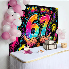 Aperturee - Aperturee Vibrant Neon Graffiti Art 7th Birthday Backdrop Spray Paint Street Style Party Decor for Celebrations.